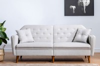 Canapea extensibila 3 locuri PWF-0179 material textil de culoare crem 202x82x83cm - 3