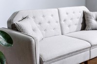 Canapea extensibila 3 locuri PWF-0179 material textil de culoare crem 202x82x83cm - 4