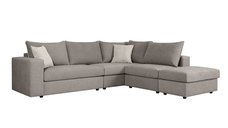 Canapea reversibila London din stofa gri, cu perne gri deschis, 296x246x95 cm