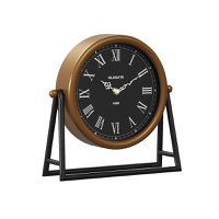 Ceas de perete Clocky metal auriu si mdf negru 26.5x7x26.5 cm - 1