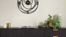 Ceas de perete decorativ din metal Big Negru 49x49 cm