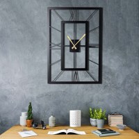 Ceas de perete decorativ din metal November Negru 70x49 cm - 1