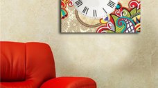 Ceas de perete decorativ din pânză 4545CS Multicolor 45x45x3 cm