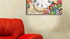 Ceas de perete decorativ din pânză 4545CS Multicolor 45x45x3 cm