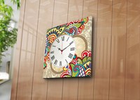 Ceas de perete decorativ din pânză 4545CS Multicolor 45x45x3 cm - 2