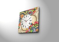 Ceas de perete decorativ din pânză 4545CS Multicolor 45x45x3 cm - 3