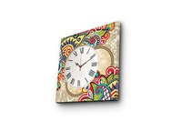 Ceas de perete decorativ din pânză 4545CS Multicolor 45x45x3 cm - 4