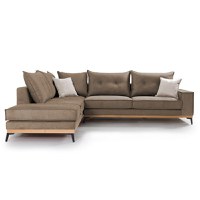 Coltar Dreapta Luxury II Mocha - Crem - Negru 290x235x90 cm - 2