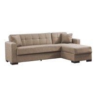 Coltar extensibil Kansas cu spatiu de depozitare material textil bej 235x150x80 cm - 1