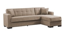 Coltar extensibil Kansas cu spatiu de depozitare material textil bej 235x150x80 cm