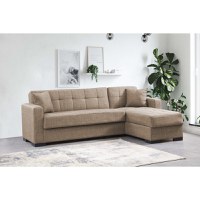 Coltar extensibil Kansas cu spatiu de depozitare material textil bej 235x150x80 cm - 2