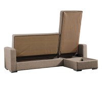 Coltar extensibil Kansas cu spatiu de depozitare material textil bej 235x150x80 cm - 4