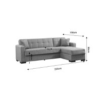 Coltar extensibil Kansas cu spatiu de depozitare material textil bej 235x150x80 cm - 5