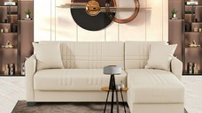 Coltar extensibil reversibil, Stashio, Crem, 202x143x84 cm