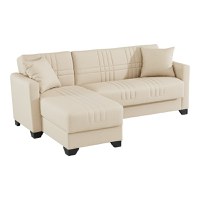 Coltar extensibil reversibil, Stashio, Crem, 202x143x84 cm - 2