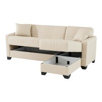 Coltar extensibil reversibil, Stashio, Crem, 202x143x84 cm - 4