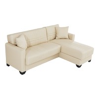 Coltar extensibil reversibil, Stashio, Crem, 202x143x84 cm - 5