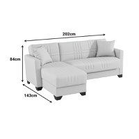 Coltar extensibil reversibil, Stashio, Crem, 202x143x84 cm - 6