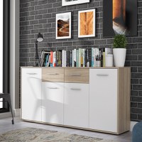 Comoda Drepen melaminat alb si sonoma 162.3x34.2x81.7 cm - 2