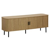 Comoda TV - Consola de dimensiuni medii Scandi MDF culoare lemn naturala cu picioare din metal negru 150x45x57.5cm - 1