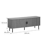 Comoda TV - Consola de dimensiuni medii Scandi MDF culoare lemn naturala cu picioare din metal negru 150x45x57.5cm - 5