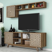 Comoda TV İnci - Walnut, Crem - 3