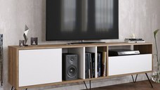 Comoda TV Mistico Walnut-Negru-Alb