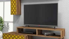Comoda TV Planet - Walnut, Yellow