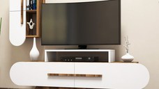 Comoda TV Rose S - Walnut, Alb