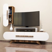 Comoda TV Rose S - Walnut, Alb - 1