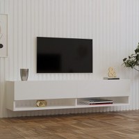 Comoda TV suspendata Melosa, Pako World, Alb, 141x30x31 cm - 2