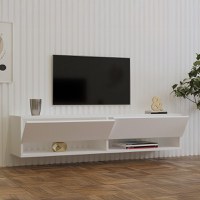 Comoda TV suspendata Melosa, Pako World, Alb, 141x30x31 cm - 3