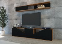 Comoda TV Taç - Walnut, Negru - 1