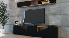 Comoda TV Taç - Walnut, Negru