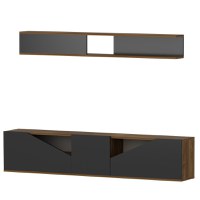 Comoda TV Taç - Walnut, Negru - 3