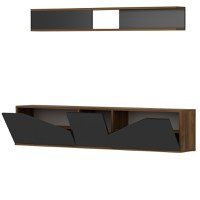 Comoda TV Taç - Walnut, Negru - 4