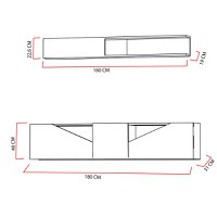 Comoda TV Taç - Walnut, Negru - 5