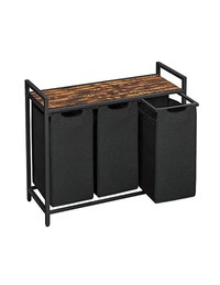 Consola de depozitare Vasagle, 3 cosuri de rufe, BLH301B01, Maro Rustic - 5