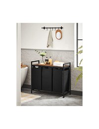 Consola de depozitare Vasagle, 3 cosuri de rufe, BLH301B01, Maro Rustic - 2