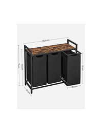 Consola de depozitare Vasagle, 3 cosuri de rufe, BLH301B01, Maro Rustic - 6