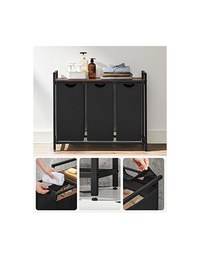 Consola de depozitare Vasagle, 3 cosuri de rufe, BLH301B01, Maro Rustic - 3