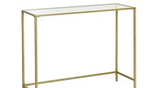 Consola din sticla securizata, Vasagle, 1 raft, 35 x 100 x 80 cm, LGT26G, Auriu