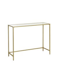 Consola din sticla securizata, Vasagle, 1 raft, 35 x 100 x 80 cm, LGT26G, Auriu - 1
