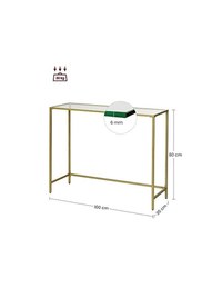 Consola din sticla securizata, Vasagle, 1 raft, 35 x 100 x 80 cm, LGT26G, Auriu - 4