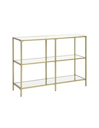 Consola din sticla securizata, Vasagle, 3 rafturi, 100 x 30 x 73, LGT27G, Auriu - 1