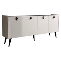 Consola Jeslie melaminat alb - gri inchis 180x40x79cm - 1