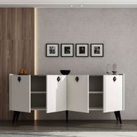 Consola Jeslie melaminat alb - gri inchis 180x40x79cm - 3