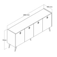 Consola Jeslie melaminat alb - gri inchis 180x40x79cm - 4