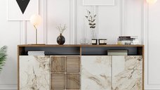 Consola Milan 160 - Walnut, Alb Marble