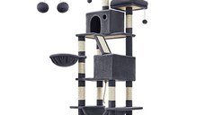 Copac pentru pisici, Feandrea, 206 cm, 13 stalpi, Gri